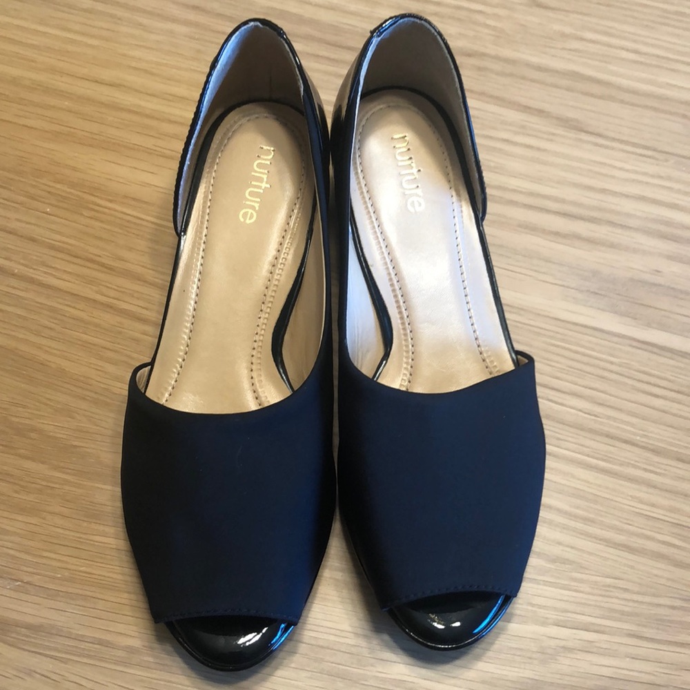 NWOT nuture black peep toe wedges. - Picture 4 of 6